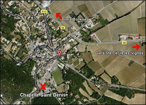 Chapelle Saint Denis vue aerienne rochegude